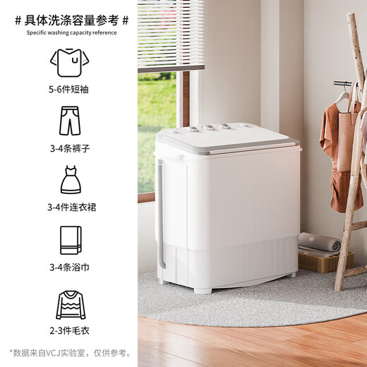 VCJ semi-automatic washing machine double barrel double cylinder small household infant and child dormitory rental underwear antibacterial powerful decontamination XPB30-65KG