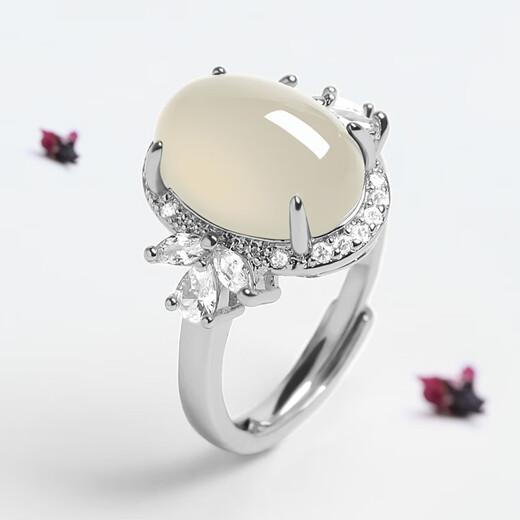 Feishengji Fat Donglai same style 18k gold jadeite ring high ice type red natural agate egg face live ring chalcedony green agate/18k gold ring