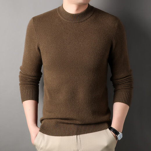 Dongguan Dalang sweater men's thickened full wool sweater high-end half turtleneck autumn and winter machine washable warm solid color knitted black XL-140-160Jin Jin equals 0.5 kg