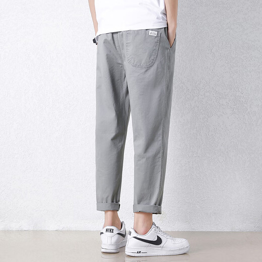 Jewish casual pants for men in summer new loose ice silk straight sports nine-point pants for men conical Korean style trendy trousers 9904 deep khaki + 9904 cement grey 4XL