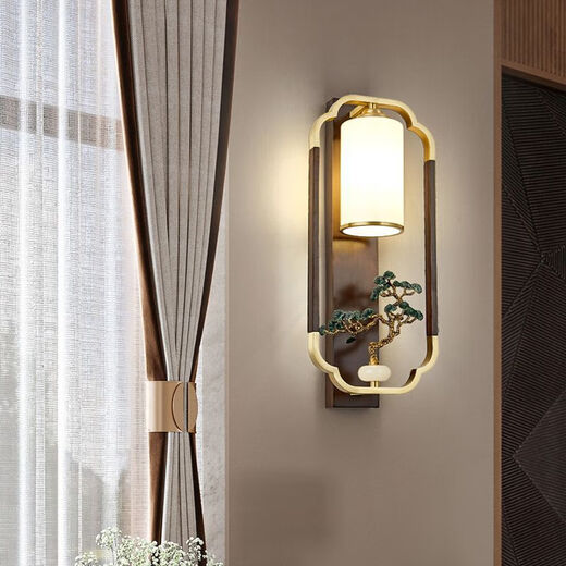 Yaotian Modern New Chinese Style Wall Lamp Full Spectrum Black Walnut Jade Lamp Living Room Rechargeable Wiring-Free Model 1001/Huizhi Lanxin-80