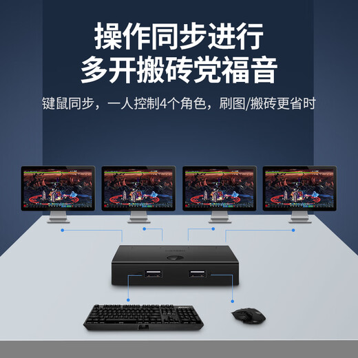 Greenlink USB synchronizer, one in and four out, keyboard and mouse connected to four computers, 1-control 4-split screen KVM switch 60101