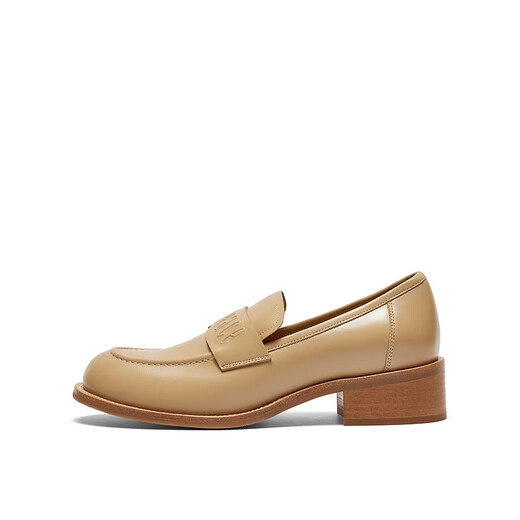 
The same style as Dong Jie in Toffee Spring New Toffee Cowhide Loafers Small Leather Shoes for Women 15906AA4 Apricot Color 35