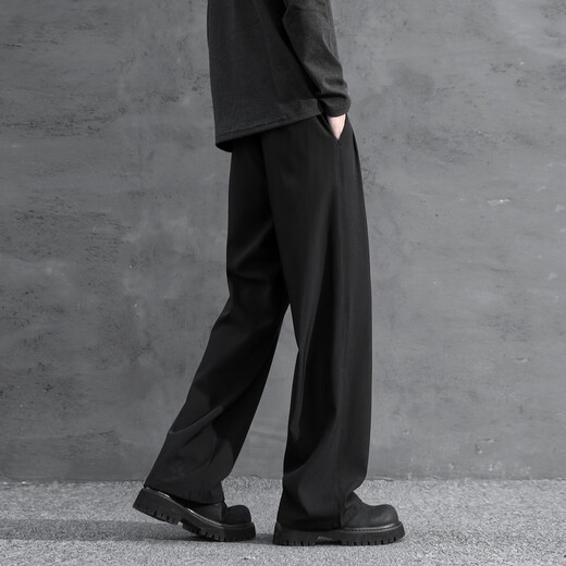 
SWAMP AREA three-book pendant trousers men's spring and summer thin straight-leg pants high-end casual suit pants KS22 black L