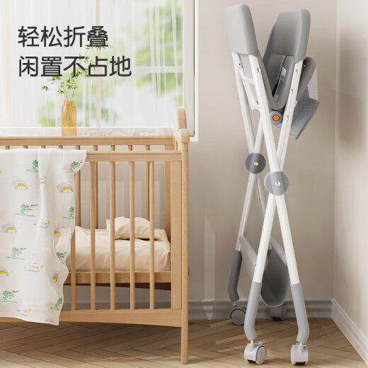 Quanyou Furniture Diaper Table Baby Care Table Bed Changing Diaper Baby Multifunctional Foldable Newborn Touching Table Castle Gray-Basic Model (Storage Basket)