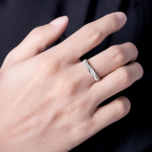 China gold 999 pure silver ring men's plain ring sterling silver ring single tail ring birthday gift for boyfriend and husband anniversary pure silver intertwined men's ring Jingsuda C530