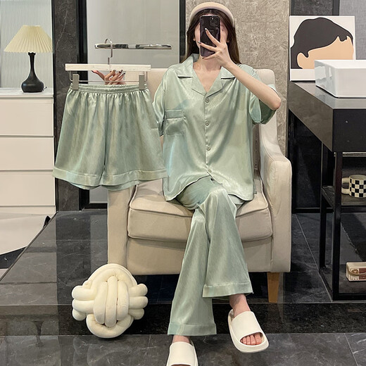 Catman (miiow) Pajamas pour femmes en été en trois pièces en trois pièces courtes à manches minces de grande taille.