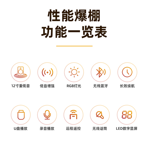 Philips Square Dance Audio 12-inch outdoor high-volume Bluetooth trolley speaker high-power portable mobile performance K-song subwoofer street stall speaker WeChat payment audio + 1 handheld microphone