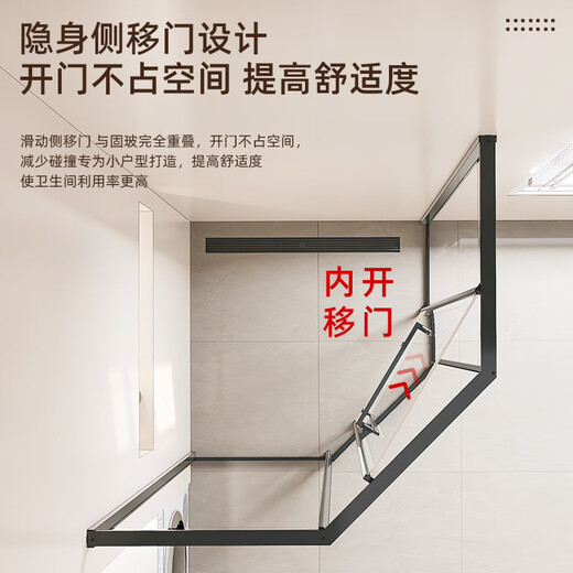 箭牌（ARROW）淋浴房玻璃隔断钻石型移门推拉门干湿分离极窄卫生间浴室浴屏浴房 [雅黑] 1050*1050 侧移门【2499】