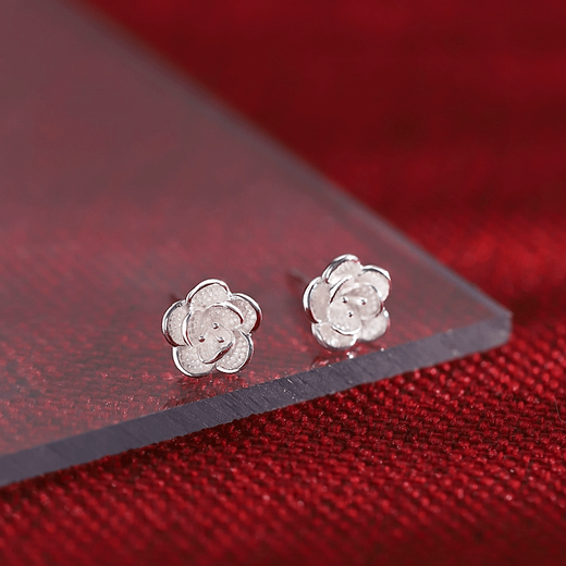 Idel 999 Pure Silver Ear Hole Earrings for Women Camellia Fashion Ear Jewelry Earrings Valentine's Day Birthday Gift for Girlfriend 999 Pure Silver Camellia + 7 Warehouse Shipping/Same Day Next Day E3136