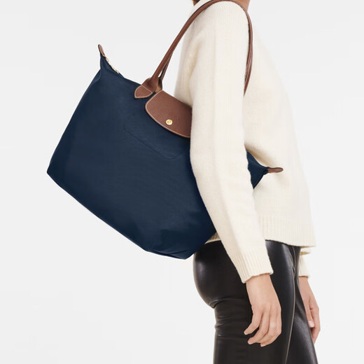 Longchamp Women's Bag Hand-held Dumpling Bag Large Festival Gift for Girlfriend Navy Blue Christmas Gift