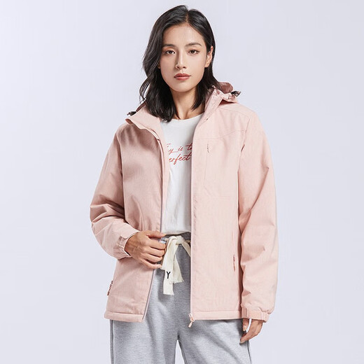 啄木鸟（TUCANO）加绒一体冲锋衣女男单层户外秋冬登山服外套夹克外套保暖软壳风衣 9930S-2橡皮粉-女【迷彩】 M