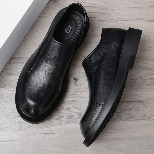 XO leather shoes for men pure cowhide 2025 autumn and winter slip-on casual leather shoes business formal casual shoes men's shoes starry sky black hand-grained cowhide 59991 42