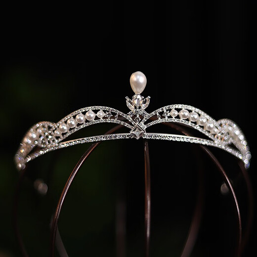 Bai Qixin Crown Tiara, Birthday Crown, Bridal Headband, Photography Props, 18-year-old Adult Gift, Princess Proposal Certificate, Pearl Crown, White