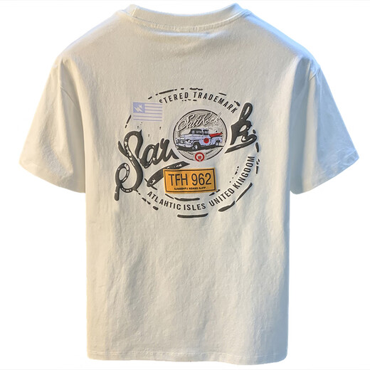
Qianji (QIANJI) men's summer new white T-shirt high-end trend printed American light luxury Xinjiang cotton short-sleeved T-shirt white [JSW9906 white] L suitable for 109-123Jin [Jin equals 0.5 kg] wear