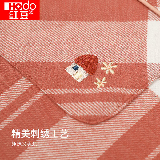 Hongdou shopping mall same style pajamas for women combed cotton long-sleeved woven brushed plaid couple set 35-02 warm orange 170