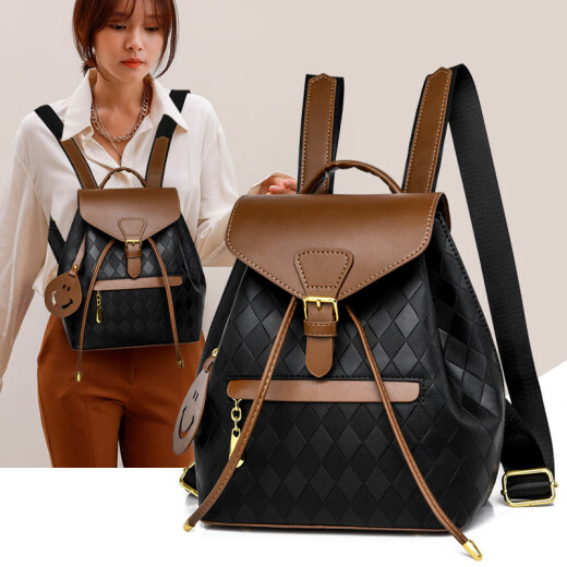 Backpack Women 2024 New Fashion Large Capacity Student School Bag Casual Soft Leather Women's Small Backpack Commuting Travel Bag Black