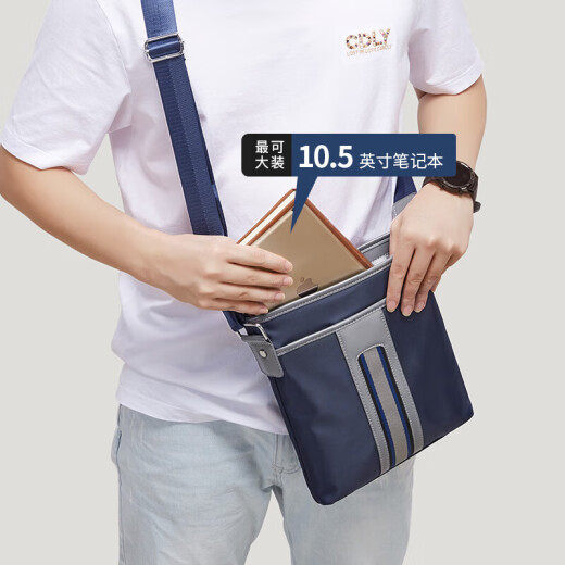 Cnoles shoulder crossbody bag men's backpack business casual versatile 10.5-inch ipad men's bag mobile phone bag large capacity birthday gift for boyfriend and husband practical blue