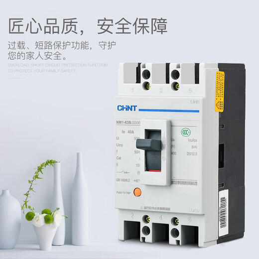 正泰NM1塑壳断路器空气开关系列12250A400A630A3p4p40a50a6 4p 10A