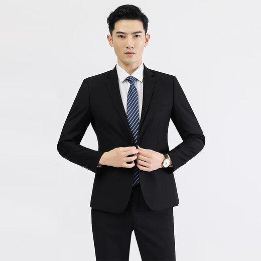 Ayo Fat Business Commuting Suit Slim Interview Suit Wedding Groom Fashion Dress Black 3XL