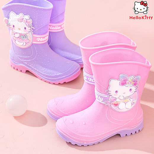 Duomiaowu Children's Rain Chaussures filles Four Seasons Seasons Anti-Slip Colle chaussures Mid-Cartoon Water Shoes enfants Boots de pluie bébé 21493 Cherry Blossom Powder 31