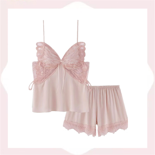 Meng Weiyao 2024 Nuevo pijama de suspensión de seda de seda de hielo para mujeres para mujeres para camisón de verano Estilo delgado con almohadilla para la almohadilla para la almohadilla de encaje de la novia 838# CHERRY BLOSSOM Powder Set XL Código XL Adecuado para 120-140Jin [Jin iguala 0.5 kg]