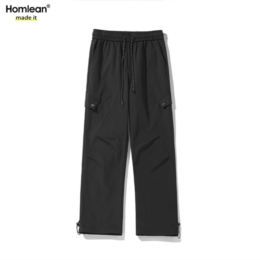 Homlean overalls men's autumn water-repellent mountaineering charge loose versatile casual long pants an11 black XL