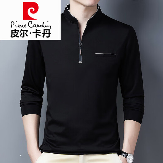 Pierre Cardin High-End Pure Cotton Long-Ärmeln T-Shirt Herren-dünne T-Shirt-Tops im Frühling und Herbst mittleren Alters Hemd-Hemd mit Langarmdünn 6623 Baolan 180/2xl empfohlen 160-170jin [Jin gleich 0,5 kg]
