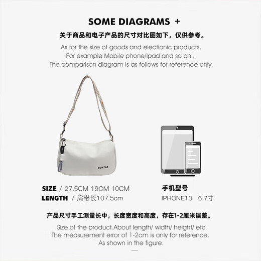 CALWAN KEODH crossbody bag women's bag 2025 new spring and summer commuting pillow shoulder bag casual canvas bag travel sports bag [white] niche high appearance simple large capacity practical and heart-warming girl girlfriend