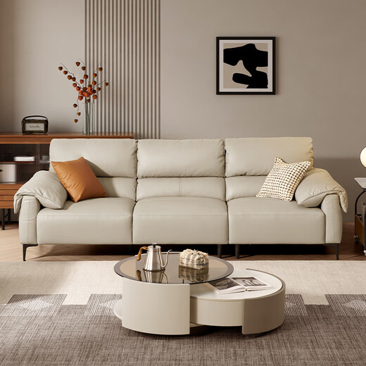 Gujia Home Furnishing (Kuka) [Serie de nubes] Función eléctrica de la pared cero italiana Sala de estar Sofá 6212 Phantom Black 3-persona Right Electric