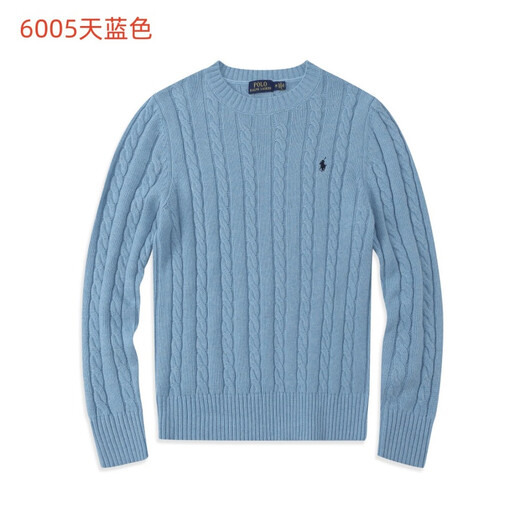 
LAUREN BY RALPH LAUREN Luff Lauren Autumn and Winter Long Sleeve Twist Sweater Casual Fashion Round Neck Pullover Knit Sweater Men's Warm Base Shirt White XL (145-160Jin[Jin equals 0.5 kg])