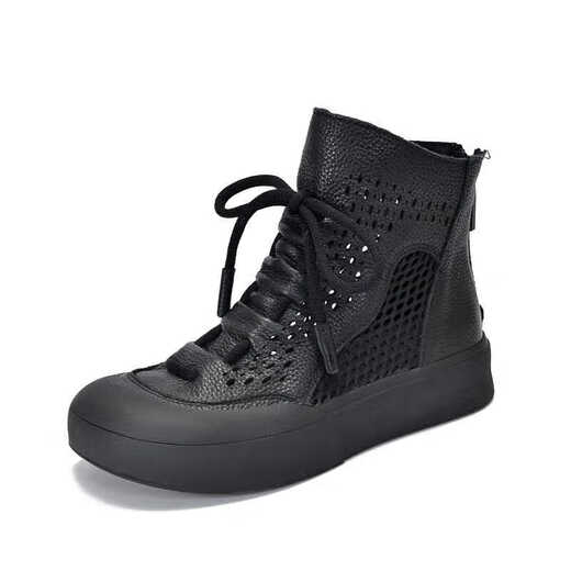 Woodpecker Martin Boots Women's Summer New Retro Leather Thin Breathable Thick Sole Casual Sandal Boots Women's Brown 35