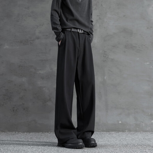 
SWAMP AREA three-book pendant trousers men's spring and summer thin straight-leg pants high-end casual suit pants KS22 black L