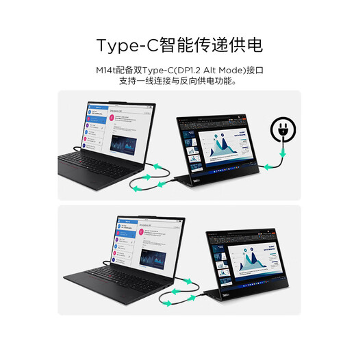 Lenovo ThinkVision Monitable de 14 pouces moniteur portable IPS Screen 10 points Le stylet de toucher capacitif est livré avec M14TGEN2