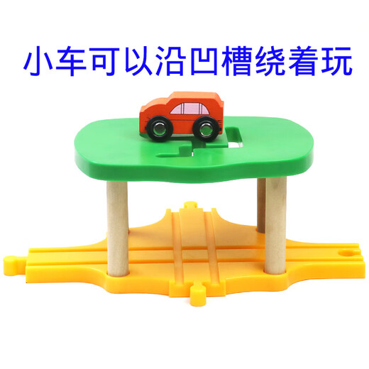 Jiuxu Meng hölzerne Zugspurspielzeug Toys Holzoote und kleine Zugbausteine versammelten Holzspuren Kinderpädagogische Holzzubehör 2 mittlere und geradlinige Spuren offizieller Standard