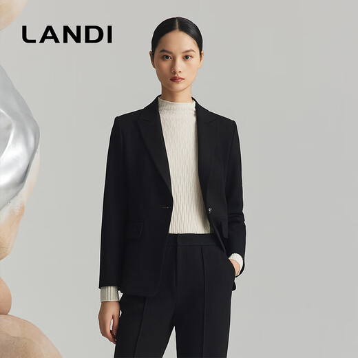 LANDI shopping mall same style black classic one button waist suit jacket commuter suit winter new product black M