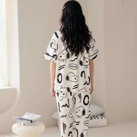 Coupez Yu Liuhong 2025 Nouveau pyjamas pyjamas pantalon à manches courtes pour femmes Suit simple et à la mode décontracté et peut être porté à l'extérieur des vêtements à la maison 693AH Style féminin L