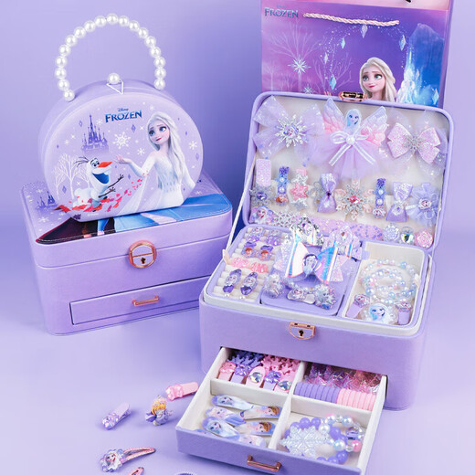 
Disney Princess Elsa Children's Jewelry Box Toys Little Girl 3-6-9th Birthday Gift Frozen Elsa Hair Accessories 8