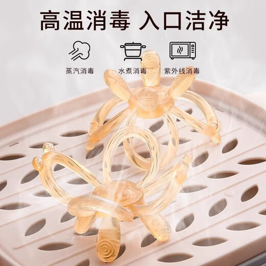 Qiaran Japanese Manhattan hand ball baby can chew food-grade silicone 0-6 months teething gum for two months of age Rabbit teething gum + storage box to prevent the chain from falling off 1