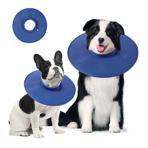 LOVINGPET (LOVINGPET) Elizabethan collar for dogs, anti-licking collar, large dog Elizabethan collar, deepened dog Elizabethan collar, dark blue L, diameter 44cm, neck circumference 50cm