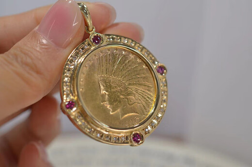 Xue Cong's one-piece American Eagle Yang Yang Yang Yang, an old Indian chief, Kruger Panda gold coin pendant necklace, style 2, 1986 1/4 American Eagle Yang.