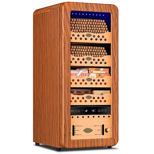 CIGARLOONG 48HC intelligent precise constant temperature and humidity cigar cabinet cedar wood shelf compressor air-cooled fashion curved Cuban cigar cabinet small home red wine cabinet 58HC rosewood grain cedar wood shelf + curved + constant temperature and humidity