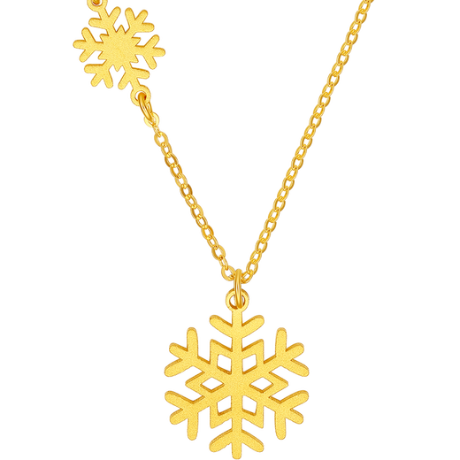 Saturday Fu 5G craft gold necklace romantic fairy snow pure gold pendant priced A0612361 about 3.88g birthday gift