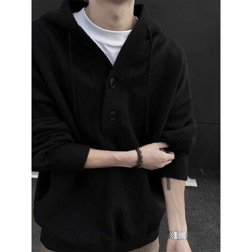 Katuchi American retro hooded sweater for men in spring thickened lazy style bottoming sweater heavyweight inner sweater jacket gray 2XL