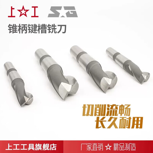 E.F.VSLON上工锥柄键槽铣刀2刃粗齿铣刀1416182022242550加长含钴1 10mm上工锥柄含钴键槽铣刀