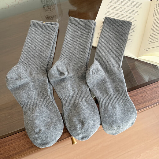 Calcetines Renlofer Muboo medio de hombre de color sólido calcetines de algodón de algodón Sweat-absorbente y transpirable Solid Socks Sports Sports Socks Socks Zhuji Socks Four Seasons 3 Pares of White de una sola talla/1369 Medias