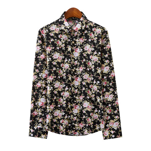 
OIMGbeyond Wong Ka Kui floral clothes shirt slim-fit retro Hong Kong style men's fashionable long-sleeved shirt jacket No. 1 color 1049 5XL175-190Jin [Jin equals 0.5 kg]