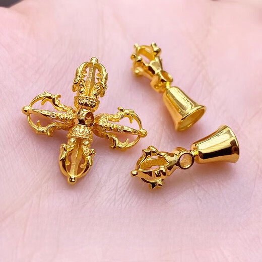 Tan Jin 18K gold spacer accessories vajra pestle vajra bell ornament bracelet jade pearl jewelry diy gold accessories 17.6*6mm single 0.83-0.86g