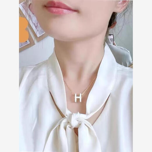 Only double love horse classic h letter necklace enamel pendant 18k rose gold couple mini light luxury clavicle chain exquisite white rose gold large size