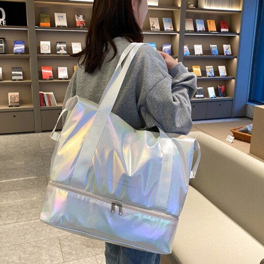 Bolsa de viaje de corta distancia Xingxi Hembra Haz Mano aplaza un tamaño diferente de la bolsa de ejercicios livianas pequeños equipaje para la bolsa de viajes de producción Bolsa de mochila Pearlescent White [expandible, papel de zapato]